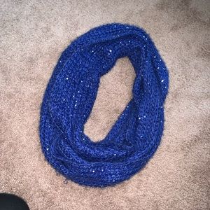 Blue infinity scarf with sequins